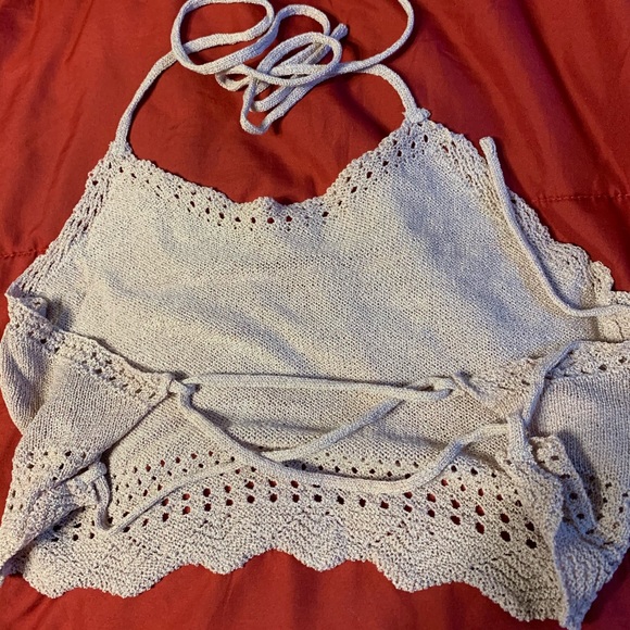 Crisscross knot back halter knit top - Picture 3 of 3